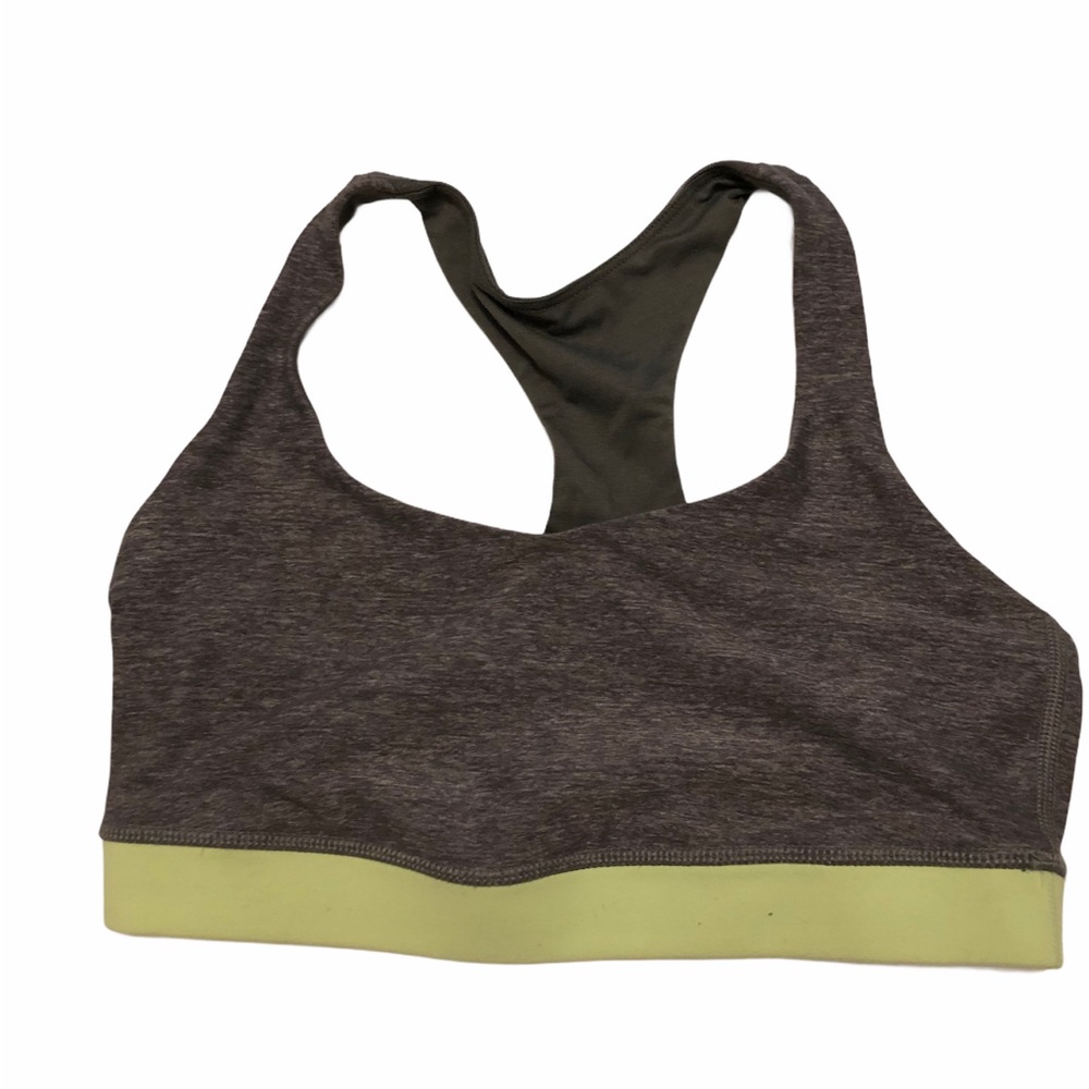 Lululemon 6 Fifty Reps grey and yellow sports bra slate